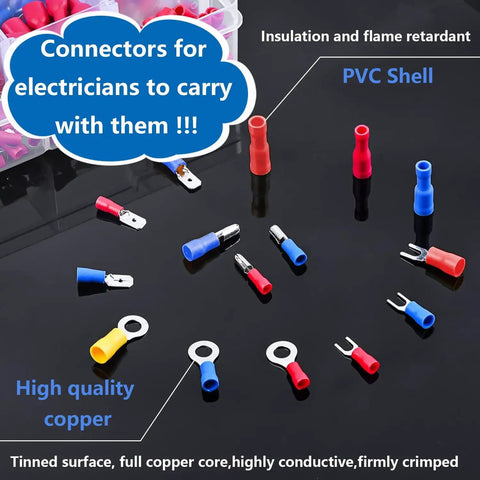 All In One 300 Piece 19 Size Electrical Crimp Connectors Go To Kit With Crimp Tool And Storage Box displayed on a table