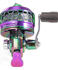 Spincast Fishing Reel With High Speed Three Point Nine To One Gear Ratio Push Button Bait Cast Design Reversible Handle