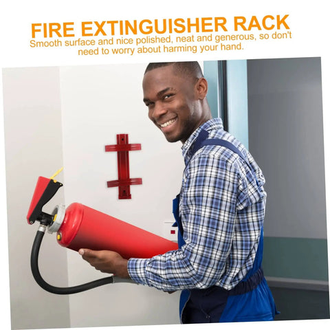 Man installing wall fire extinguisher rack mount holder iron bracket easy to install no fuss setup durable and practical