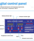 Digital control panel of Heavy Duty 10L Ultrasonic Cleaner With Digital Timer And Built In Heater For Stubborn Grime.