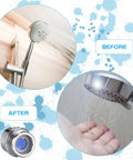 Image showing the Shower Flow Reducer Set With Half Inch Valve And Six Flow Restrictors installed on shower heads