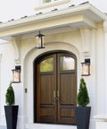Outdoor Pendant Light Fixture For Porch And Front Door With Adjustable Chain And Air Bubble Glass Matte Black