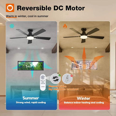 Two Pack 48 Inch Black Ceiling Fans With Lights And Remote Control, Reversible Blades, Dimmable 3CCT Lighting, winter and summer modes