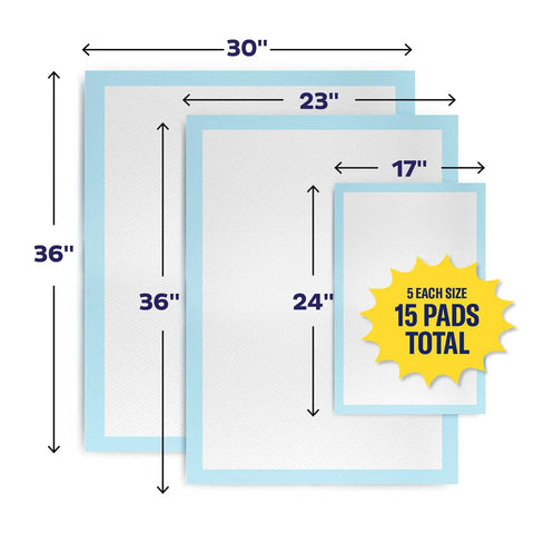 Ultra Absorbent Disposable Adult Underpads Variety Pack Featuring Quilted Top Sheet For Sure Fire Leak Defense And Zero Odor Worry Keep You Comfy And Protected Straight Up All Night Long with various sizes.