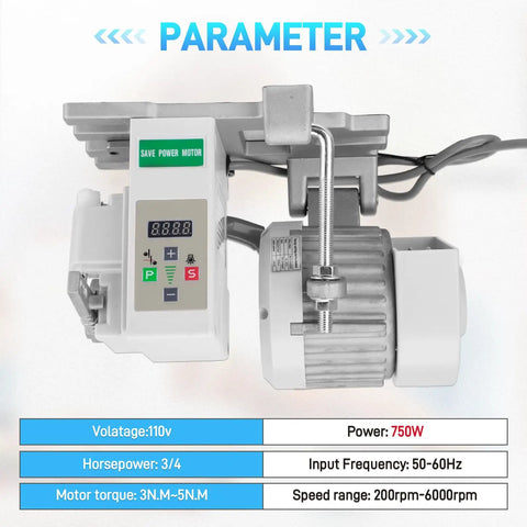 Pro Grade Brushless Servo Motor For Sewing Machines With Controller And Foot Switch, Adjustable Speed From 200 RPM To 6000 RPM, CW CCW Operation