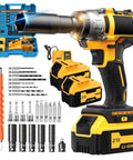 Heavy Duty Cordless Impact Wrench Delivers Hella Power With A Brushless Motor And Variable Speed Trigger Gets Every Job Done Without Breaking A Sweat Includes two 40 Ah batteries, fast charger, and socket set.