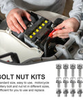 Person installing 18 Piece Stainless Steel M6 Motorcycle Battery Bolt Kit With Nuts And Washers For Terminal Connectors.