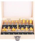 Router Bits Set With Fifteen Pieces One Quarter Inch Shank For DIYers Durable Steel Body Alloy Blades Anti Kickback Design