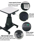 Professional Electric Optometry Lift Table With Motorized Height Adjustment and Smooth One-Button Control For Eyeglass Shops featuring large drawer and lift switch.