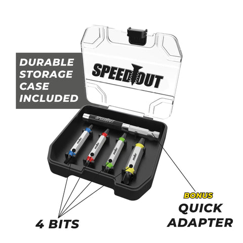 Impact Rated Five Piece Damaged Screw Extractor Set With Quick Connect Magnetic Adapter And EZ View Case For Removing Stripped Screws Fast And Easy From Drills And Impact Drivers Color Coded Extractors