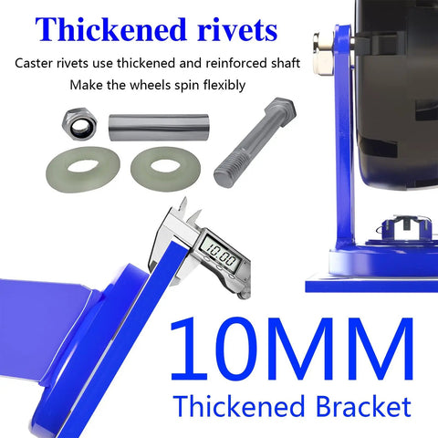 Heavy Duty Swivel Caster Wheel Set 6 8 10 12 Inch 2000 Lb Load Per Caster Quiet Mute Castors With Brakes reinforced parts