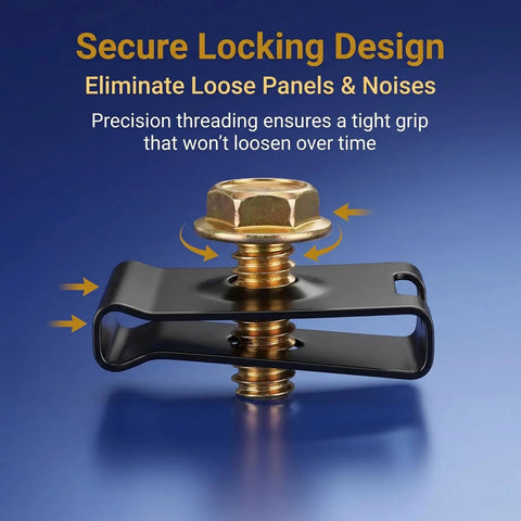 Close-up of secure locking clip design in Zero Hassle 170 Piece Auto Trim Clip And Screw Assortment Kit for dashboard use.
