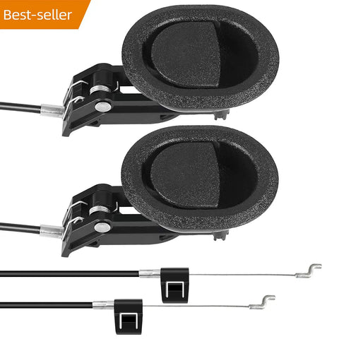 Universal Recliner Replacement Pull Handle And Release Cable Kit Two Pack with heavy-duty black handles and steel cables.
