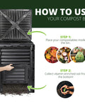 Big Ol 80 Gallon Garden Compost Bin Made From BPA Free Thick Plastic For Outdoor Use Easy Assembly Lightweight Design