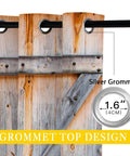Old Antique Door Style Blackout Curtains with rustic barn farmhouse grommet drapes, silver grommet design, 84 by 84 inches
