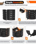 Step-by-step assembly of Go-To Rustproof Metal Firewood Rack for Outdoor Fire Pit and Indoor Fireplace.