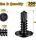 300 Count Size 10 By 5 8 Inch Black Truss Head Self Tapping Screws Crafted From Heavy Duty Stainless Steel for quick metal bonding
