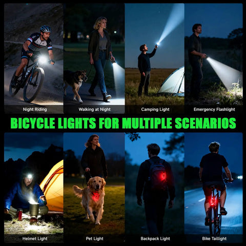 Ridiculously Bright 3000 Lumens Bike Light Set With USB C Rechargeable 5000mAh Front Headlight And Rear Tail Light For Night Riding On Road And Mountain Bikes