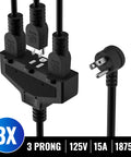 Heavy Duty Yard-Ready Outdoor Extension Cord 30 Ft With 3 Outlets 14-3 SJTW 3 Prong Grounded Power Cable close-up view