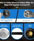 Hose And Regulator Kit Replacement For Gas Grill Upgrade with aluminum alloy regulator, rubber hose, brass connectors.