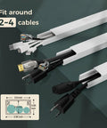 Cord Hider Kit With 113 Inch Cable Covers For Wires On The Wall, Paintable Self Adhesive Cable Raceway showing cable fitment
