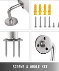 Sturdy Solid Wood Stair Handrail With Killer Anti Slip Hold And No Sweat Install For Indoor Stairs Balconies And Walkways hardware kit with metal screws and brackets.