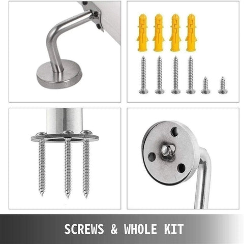 Sturdy Solid Wood Stair Handrail With Killer Anti Slip Hold And No Sweat Install For Indoor Stairs Balconies And Walkways hardware kit with metal screws and brackets.
