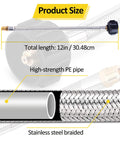 Two Pack 12 Inch Stainless Steel Braided RV Propane Hose For Camper Gas Lines 1/4 NPT Male Inlet With QCC1 Quick Connect