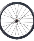 Front view of Tubeless Compatible Clincher Road Disc Carbon Wheelset 38mm Depth And 28mm Width Ceramic Bearings Center Lock Hub SLT Technology