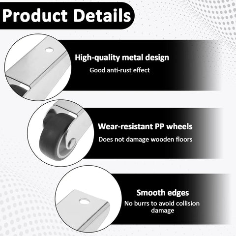 High-quality metal design and wear-resistant PP wheels of the Set Of 4 Heavy Duty Gate Caster Wheels Replacement Smooth Rolling Recessed Trackers.
