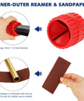 Ratcheting Tubing Cutter For Copper, PVC And Soft Metal Tubing, 360 Degree Ratchet For Tight Spaces, Heavy Duty Pipe Cutter, Cuts Five Sixteenths To One And One Eighth Inches, Built For Pros And Weekend DIYers. Inner-outer reamer and sandpaper set for 1-1/4 inch pipe