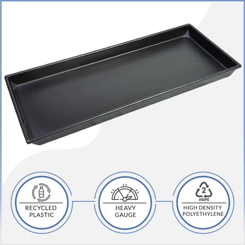 Heavy Duty HDPE HVAC Drain Pan Drip Tray For Electric Units AC And Heater Condensation Catcher Black 39.5 By 16.5 Inch