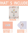 Gift bag set includes large light yellow floral bag, 3 tissue papers, 1 greeting card, 2 stickers for first communions.