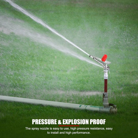 All Season Farm Irrigation Sprinkler With Adjustable Impact Spray Gun And Nozzle Set for Big Backyards watering grass.