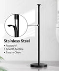 Free Standing Toilet Paper Holder With Reserve Function And Stainless Steel Spare Roll Storage, sleek black design, bathroom decor.