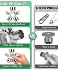 Comparison of Heavy Duty 10 In 1 Faucet Aerator Tool vs single-function tools, showing multi-size capabilities and durability.