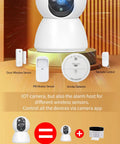 Clear Shot 4K Indoor Security Camera And Pet Watcher With 360 Pan Tilt Two Way Audio No Sweat Quick Setup on display with sensors.