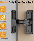 Sliding Barn Door Lock Hardware With 2-In-1 Keyless Entry And 90/180 Degree Mounting in black, zinc alloy material