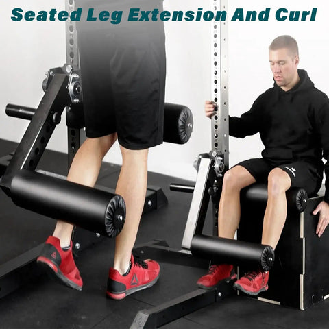 Leg Extension And Curl Machine For Power Rack With 18mm Holes Eight Height Settings And 600lbs Max Load Black in use at home gym