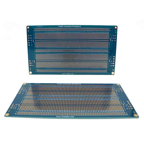 One Piece Large Solderable Breadboard Shield For Prototyping Double Sided Tinned Gold Plated Holes Built In Ground Rails Compatible With Arduino And Raspberry Pi Kits Mode 6, shown with double-sided layout and tinned holes.