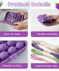 Silicone Grape Soap Mold Kit with easy-to-clean purple mold, flexible and durable design, smooth surface, and colorful cords.