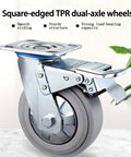 Mavvilo Heavy-Duty Swivel Caster Wheels 4-Inch Industrial Office Wheels with Brake Durable TPR dual-axle wheel design.