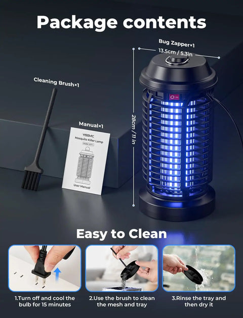 Plug In Bug Zapper For Indoor Outdoor Use, Waterproof Electric Mosquito And Fly Killer Lamp With 4200V Grid, 15W Attractive Light