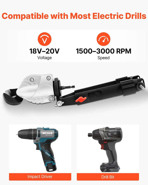 Sheet Metal Cutter Drill Attachment With 360 Degree Pivoting Head Sharp Blades compatible with 18V-20V electric drills