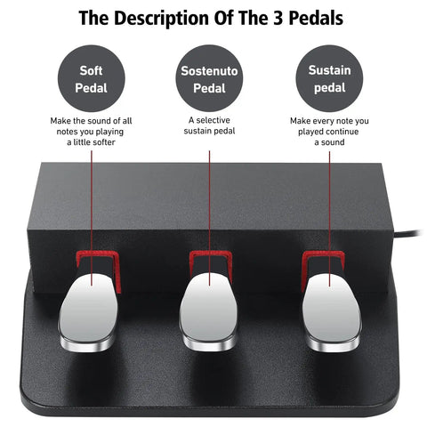 Three Pedal Keyboard Foot Pedal Unit For Digital Pianos With Soft Sostenuto And Sustain Pedals Compatible With Yamaha P223 And P145