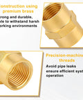 Heavy Duty Brass Pipe Fitting NPT Coupler One Half Inch By One Half Inch Hex Coupler For Air Water Gas Oil Two Pack