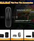 4.80/4.00-8 Flat Free Wheelbarrow Tire With 5/8 And 3/4 Bearing, 3 To 7 Inch Hub, Tire Accessories, Ribbed Tread, Puncture-Resistant