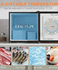 Adjustable temperature settings displayed for Slick Compact Upright Freezer Sweet Countertop Mini Fridge Silver 1.1 Cu Ft.