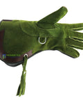Falconry Nubuck Leather Gloves For Eagles And Hawks 14 Inch Long Cuff Left Hand Single Piece Green Durable Training Glove