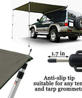 Two Pack Adjustable Tarp Poles Aluminum Telescoping Rods For Camping, Backpacking And Hiking, supporting SUV awning setup.